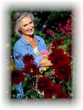 Happy Older Woman Picking Flowers